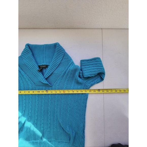 Lauren Ralph Lauren Sweater Womens Medium Silk Cashmere Shawl Collar Cable - Picture 4 of 11